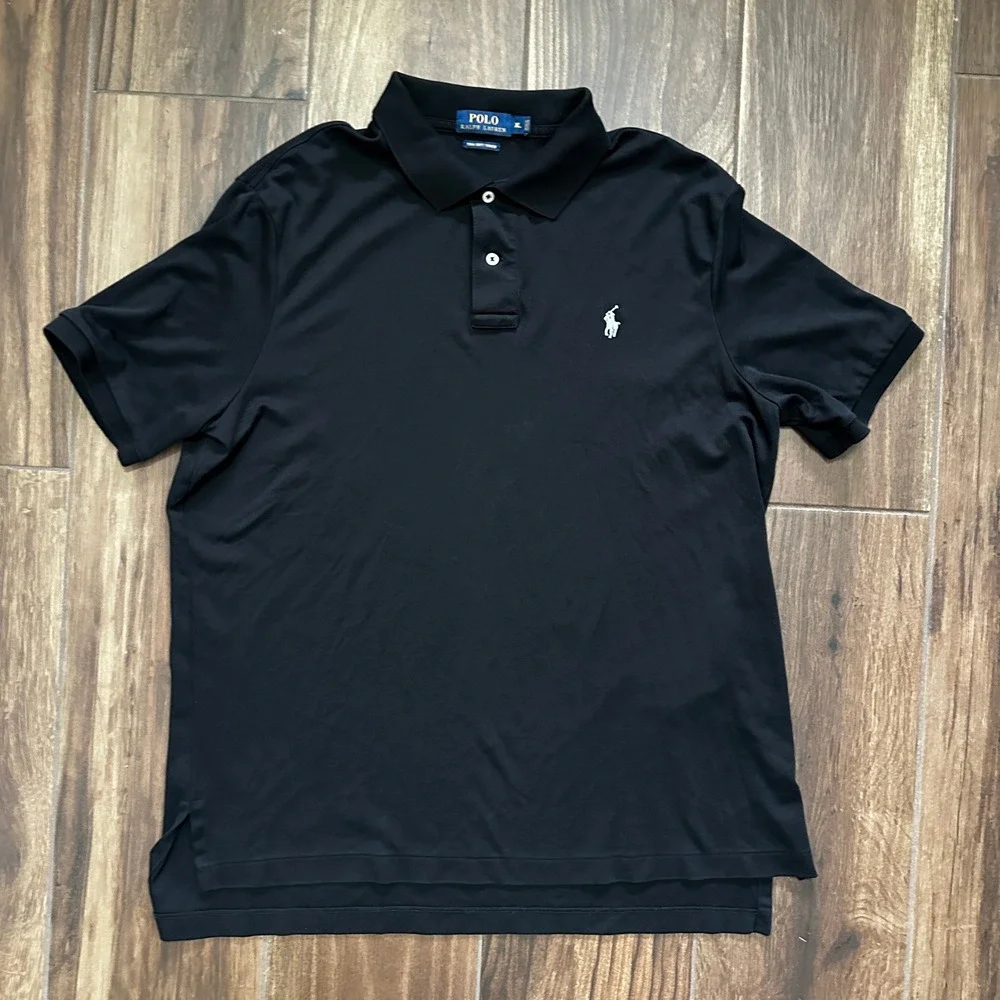 Polo Ralph Lauren Men XL Black Pima Soft Touch Cotton Short Sleeve Polo Shirt